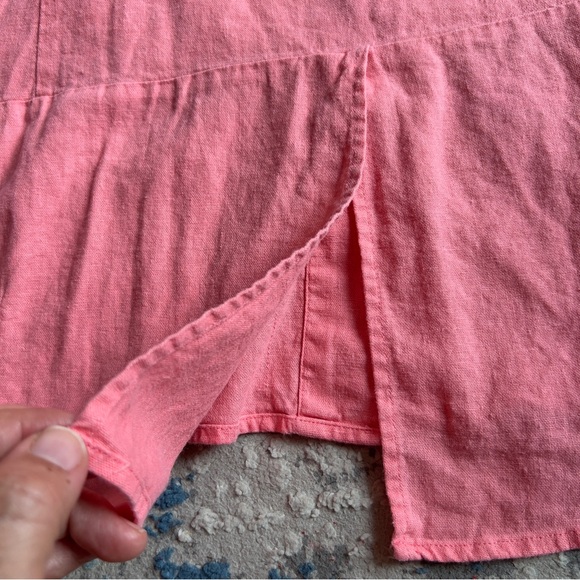 Simply Noelle Coral pink Button-up pockets linen long top Sz L/XL - Picture 8 of 9